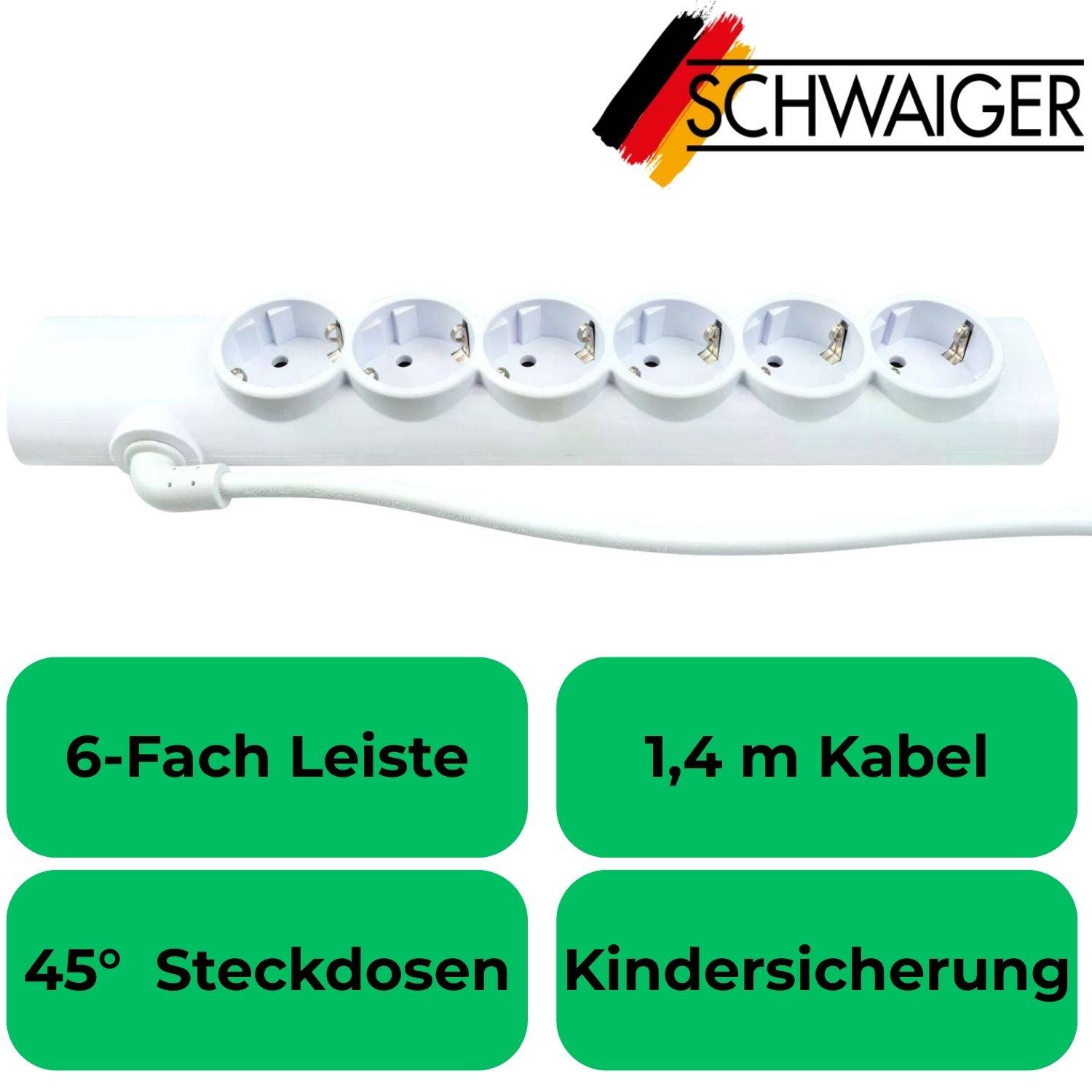 6-Fach Mehrfachstecker 1,4m Weiß