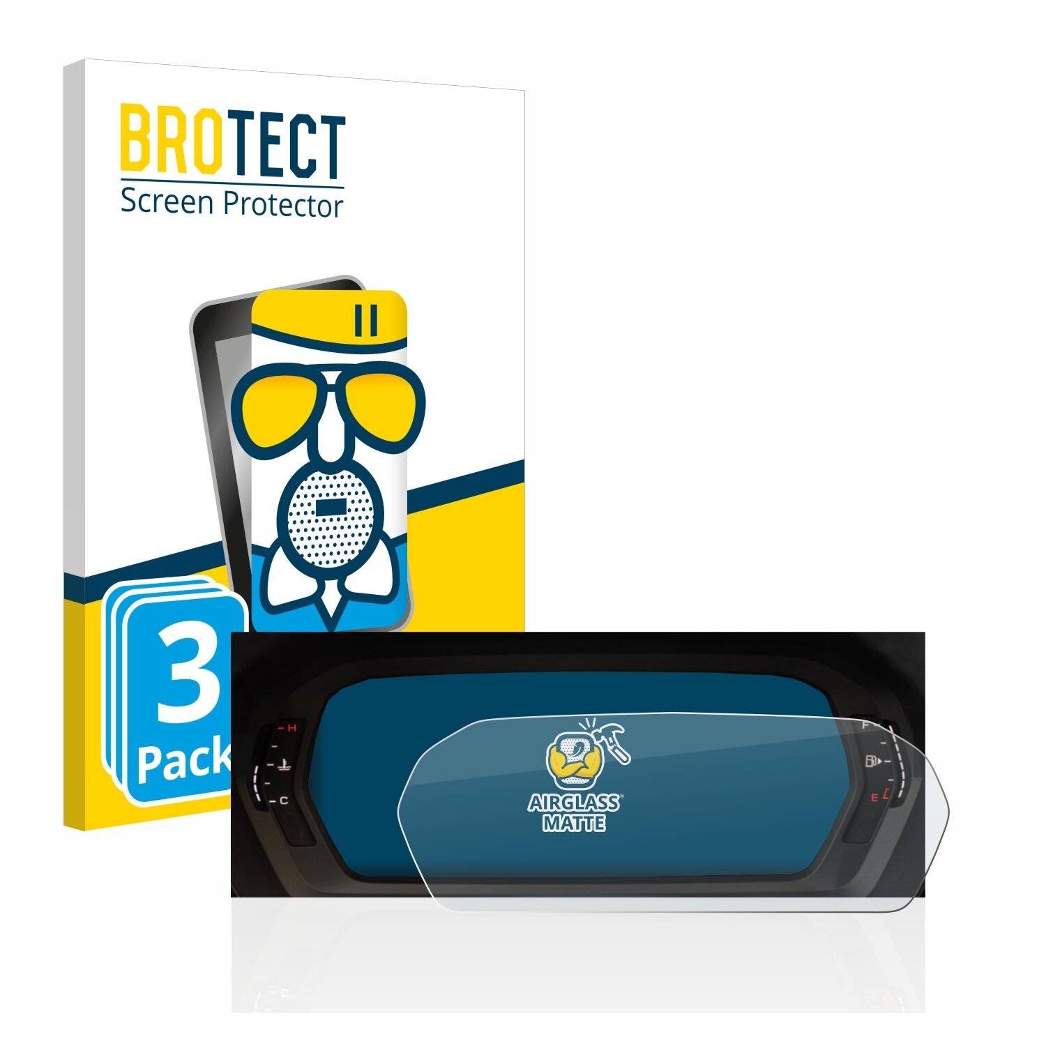 3x BROTECT AirGlass Matte Schutzglas Folie für Audi A3 2023 Virtual