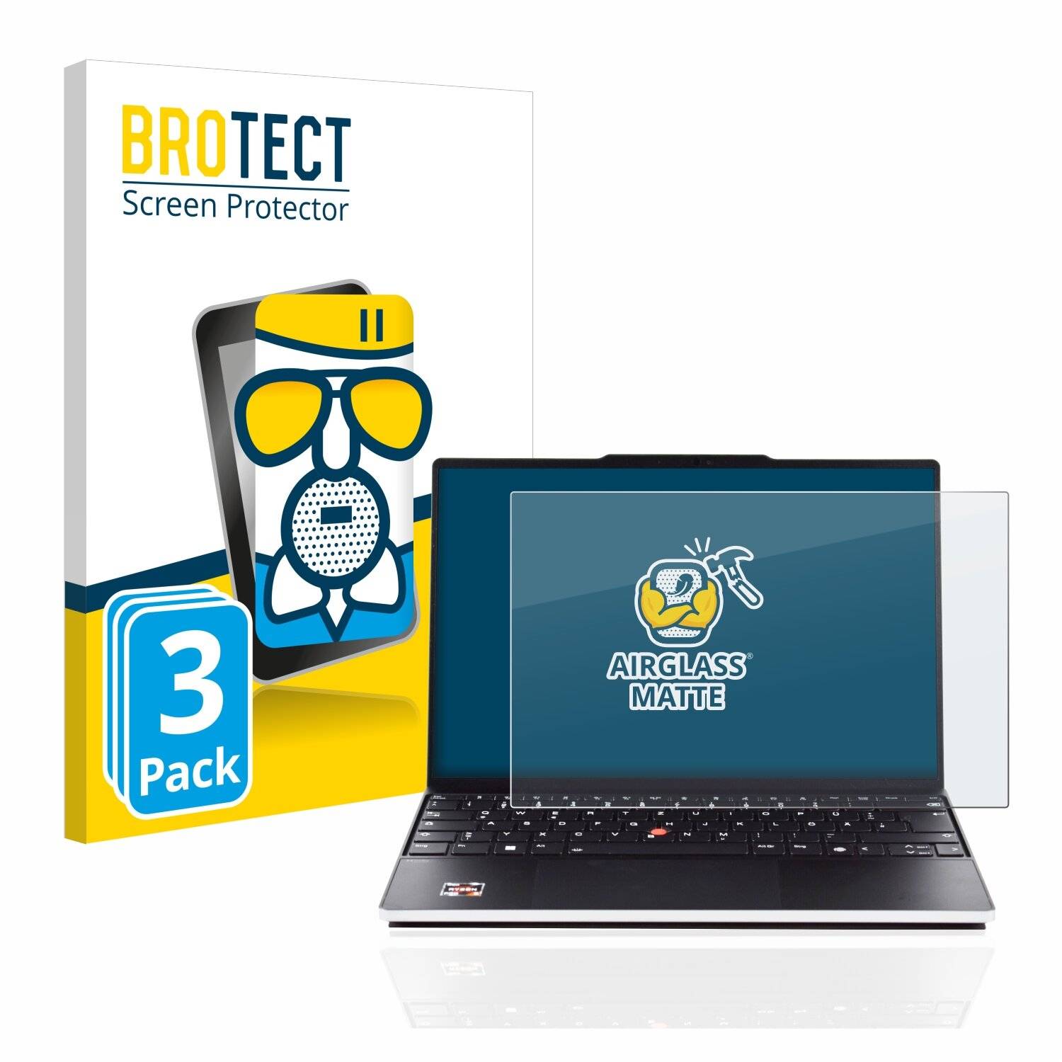 3x BROTECT AirGlass Matte Schutzglas Folie für Lenovo ThinkPad Z13 Non-Touch (1.