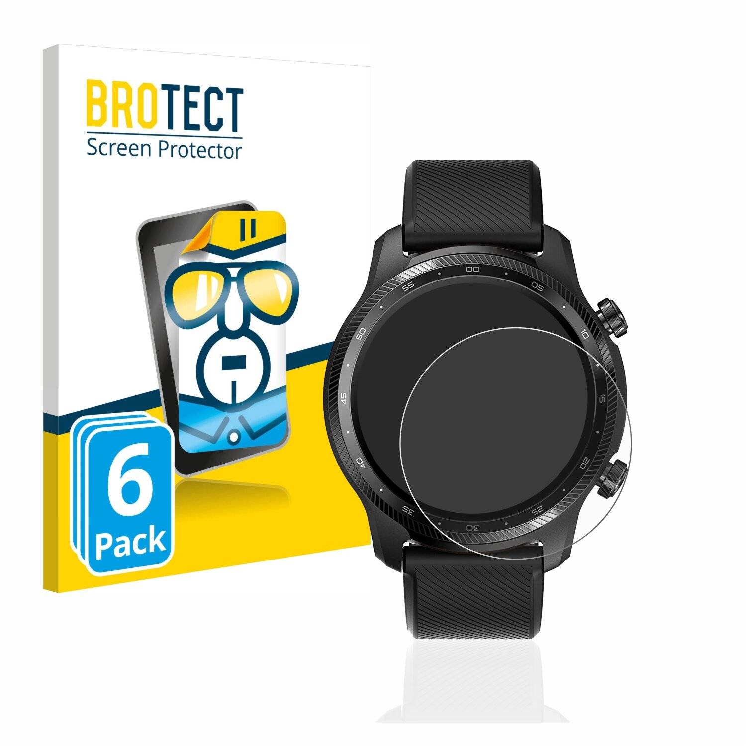 6x BROTECT HD-Clear Displayschutzfolie für Mobvoi Ticwatch Pro 3 Ultra