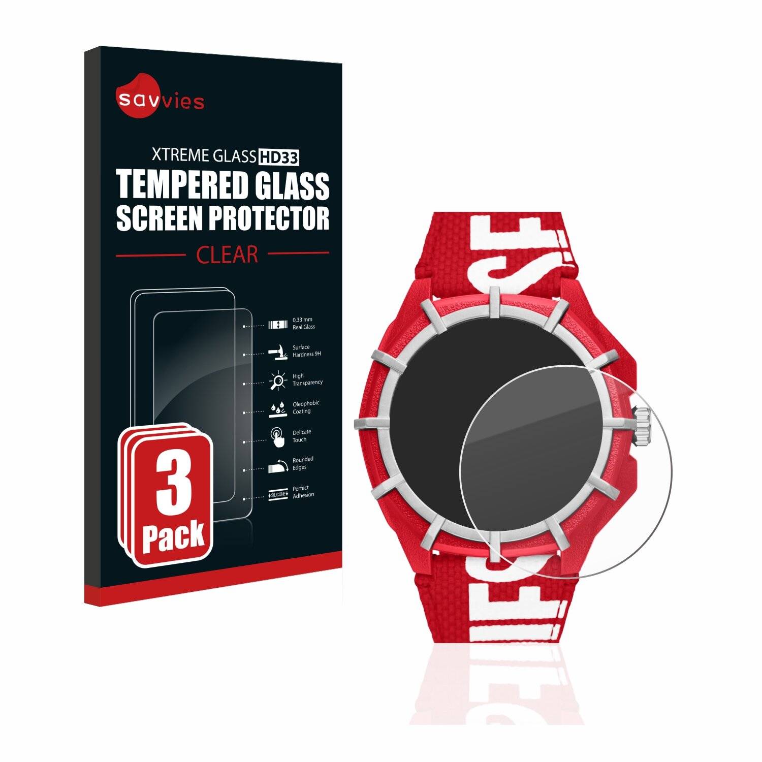 3x Savvies HD33 Clear Schutzglas für Diesel