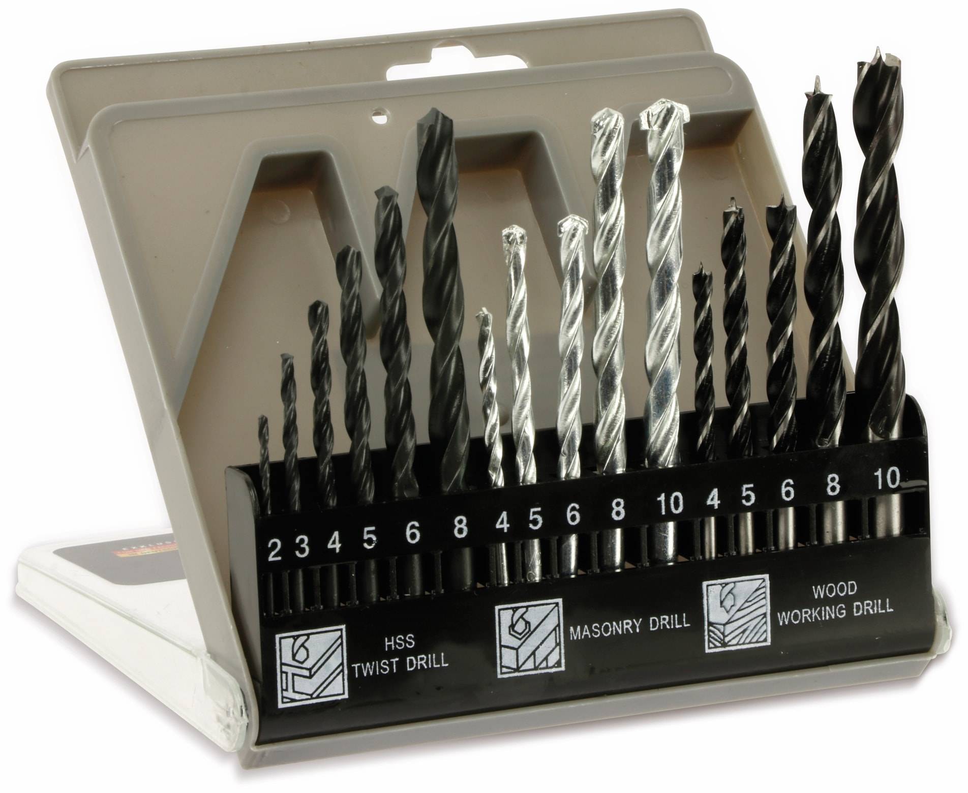 MASTERPROOF Kombi-Bohrer-Satz in Kunststoffbox, 2...10 mm, 16-teilig