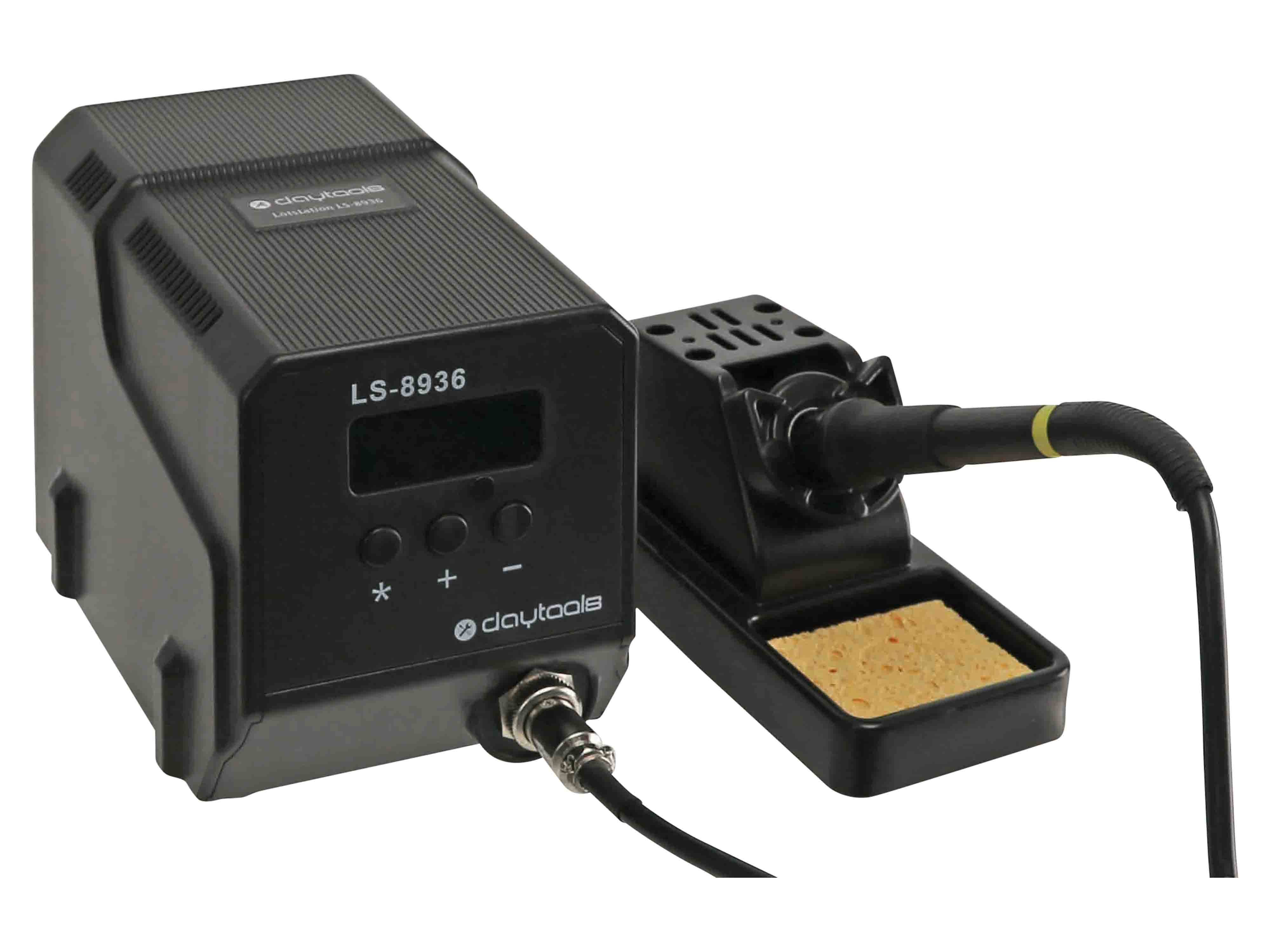 Eine schwarze Lötstation mit der Bezeichnung „daytools LS-8936
