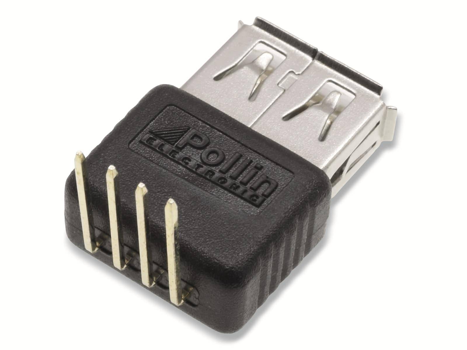 Steckverbinder, USB A, Printmontage 90°, Buchse