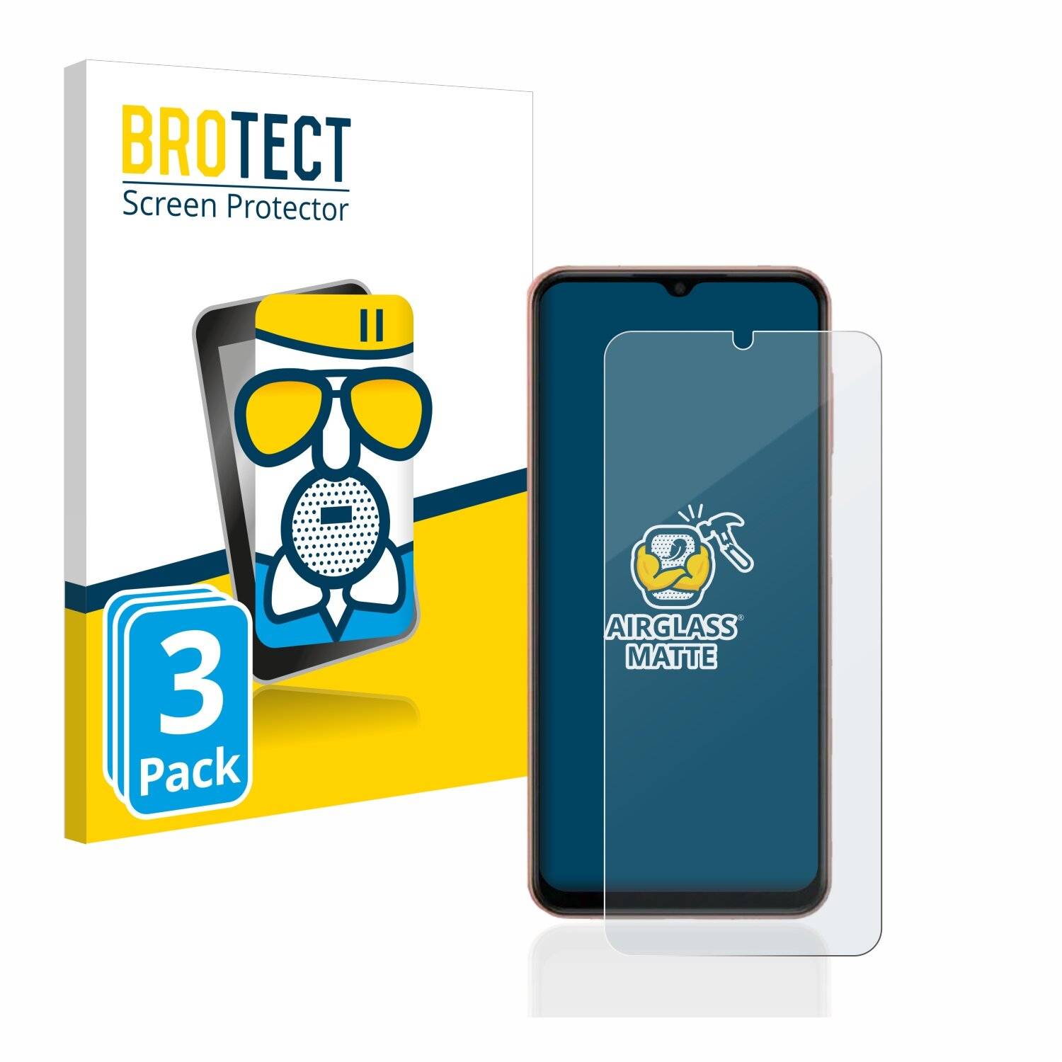 3x BROTECT AirGlass Matte Schutzglas Folie für Samsung Galaxy