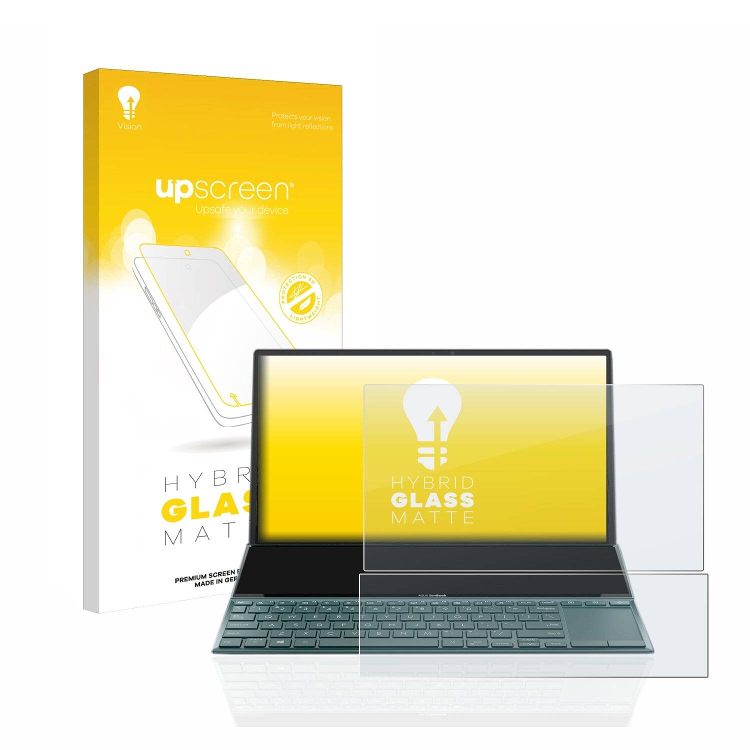 upscreen Hybrid Glass Matte Premium Schutzglas Folie für Asus ZenBook Duo 14 UX482