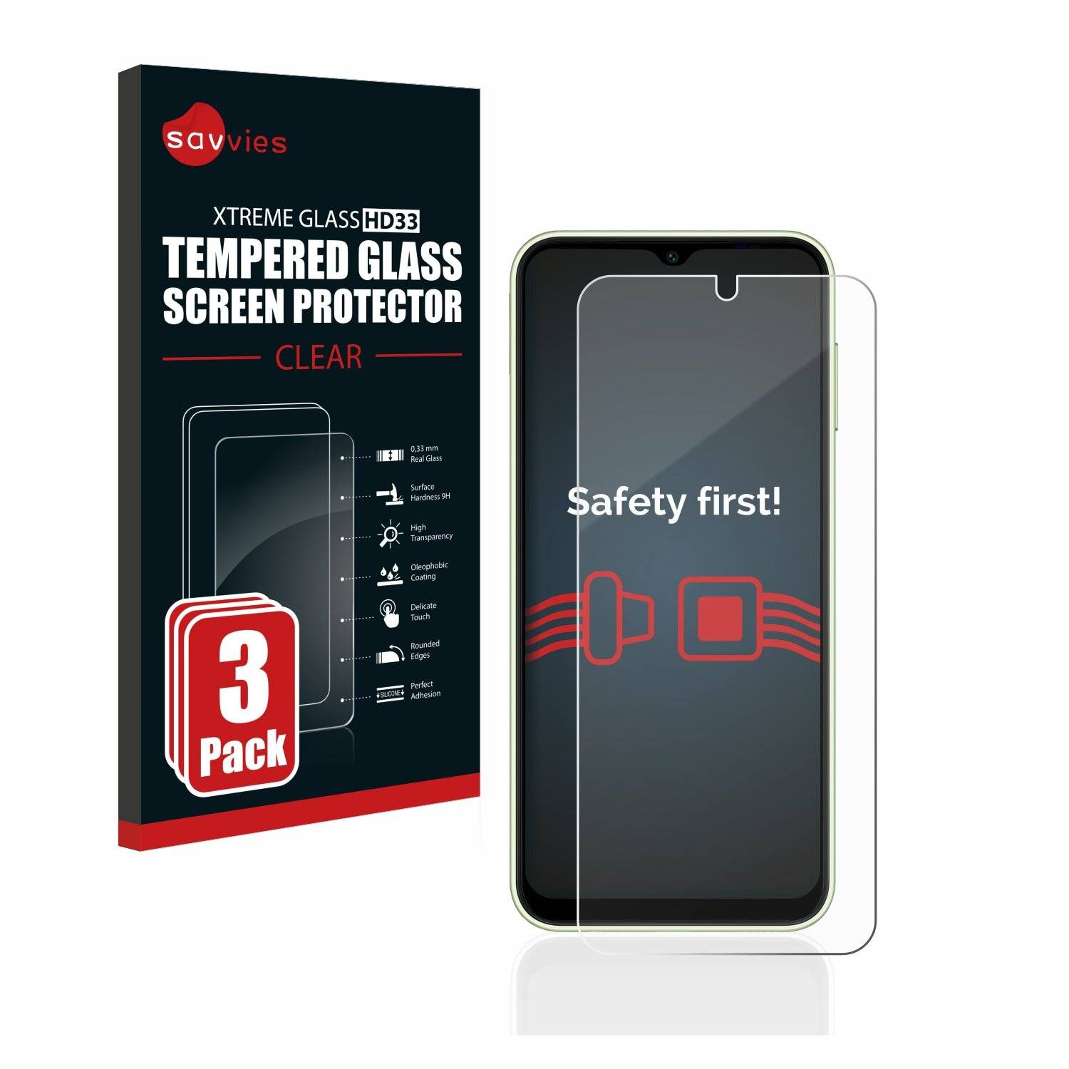3x Savvies HD33 Clear Schutzglas für Samsung Galaxy A14
