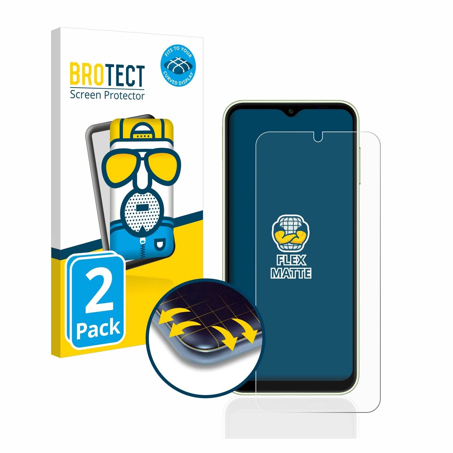 2x BROTECT Flex Matte Full-Cover Displayschutzfolie für Samsung Galaxy A14