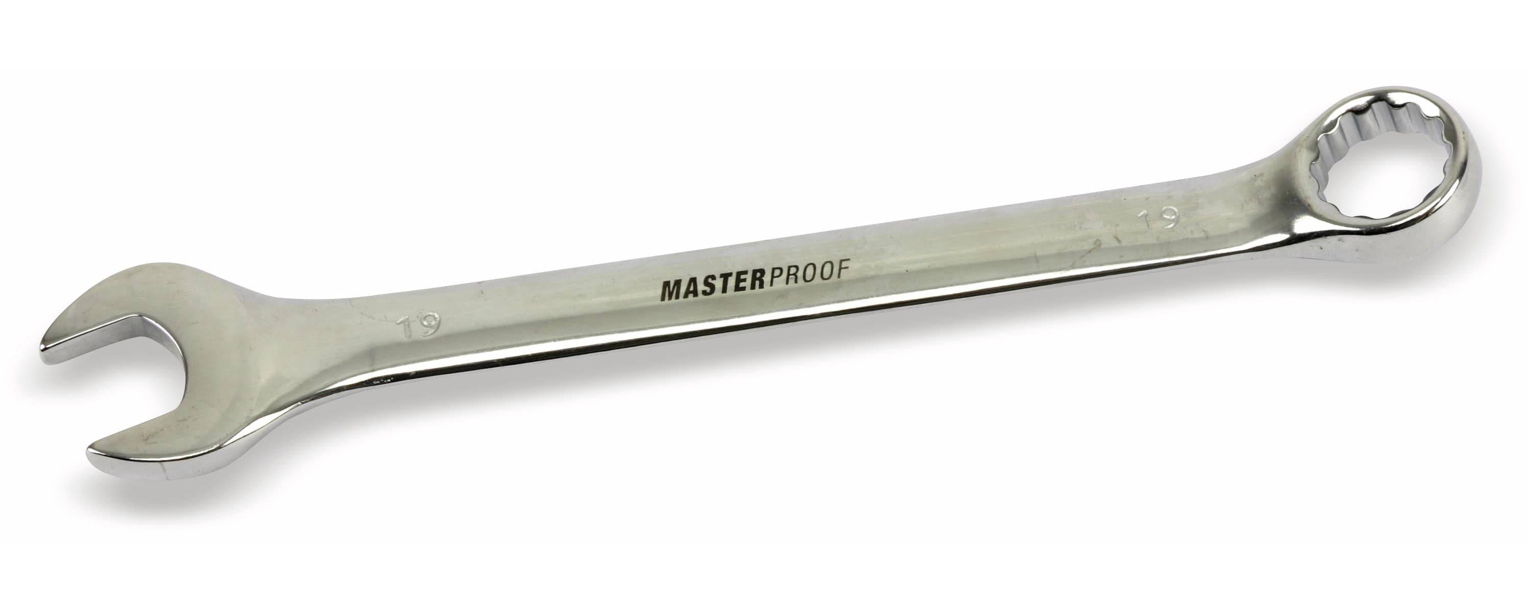 MASTERPROOF Gabel-Ringschlüssel, 19 mm