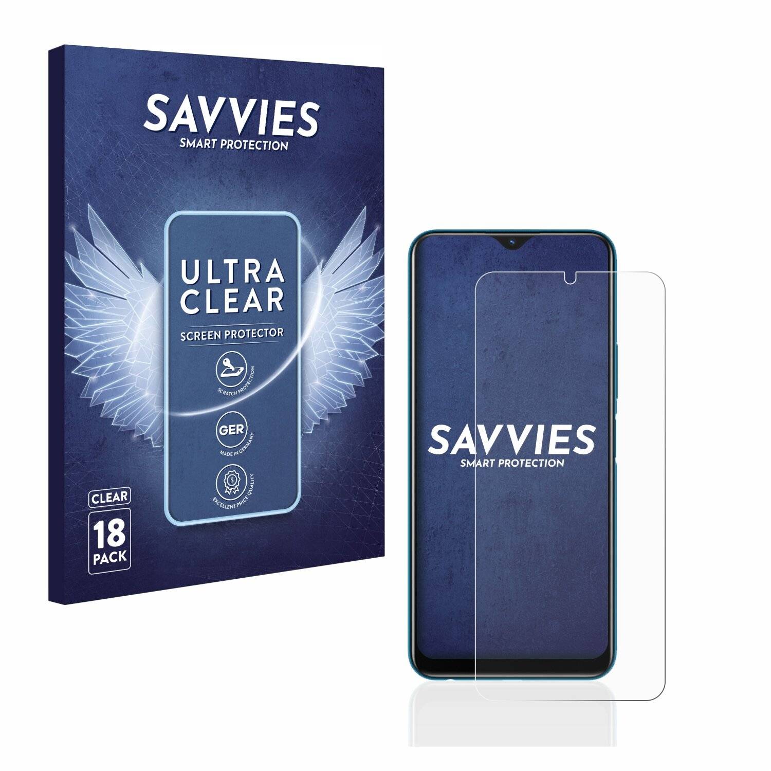 18x Savvies SU75 Displayschutzfolie für Vivo Y12s