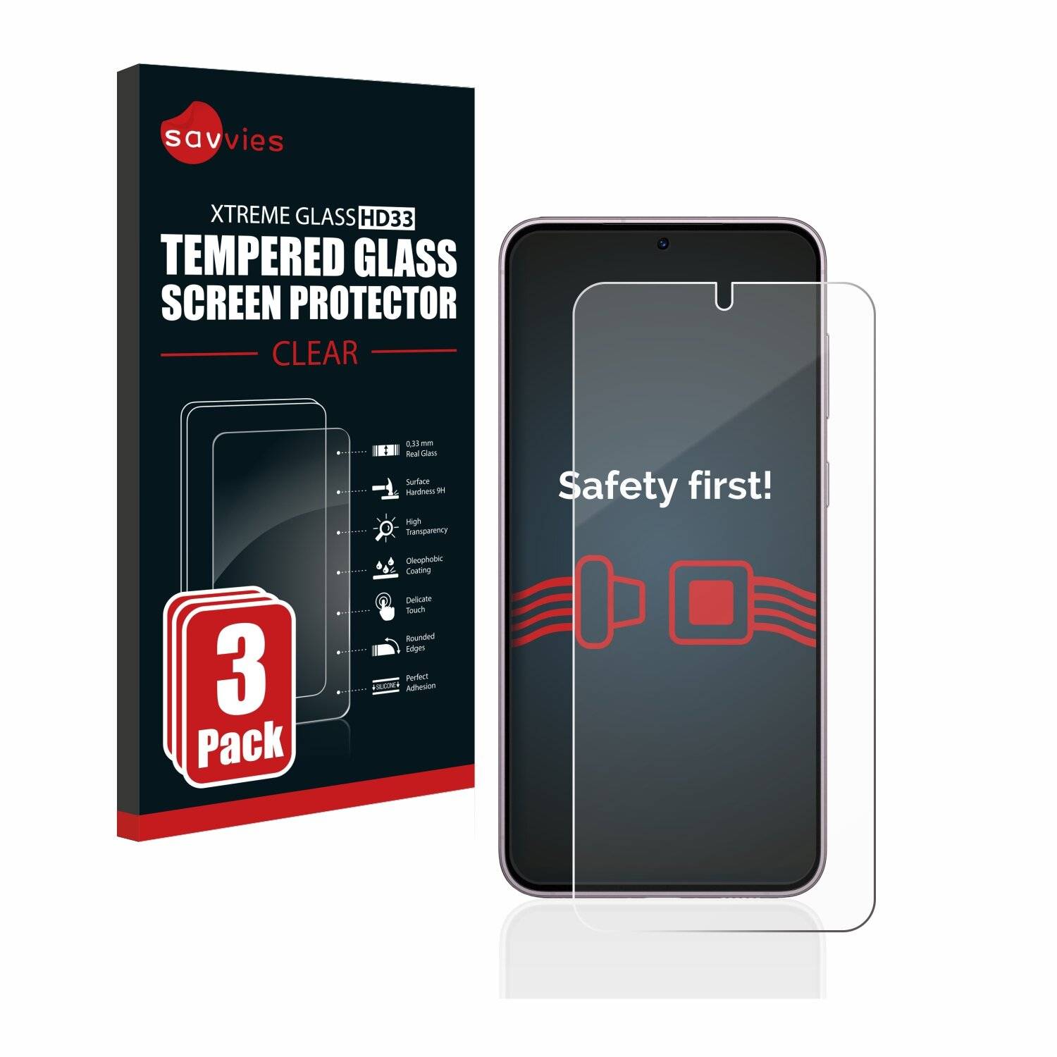 3x Savvies HD33 Clear Schutzglas für Samsung Galaxy S23 Enterprise