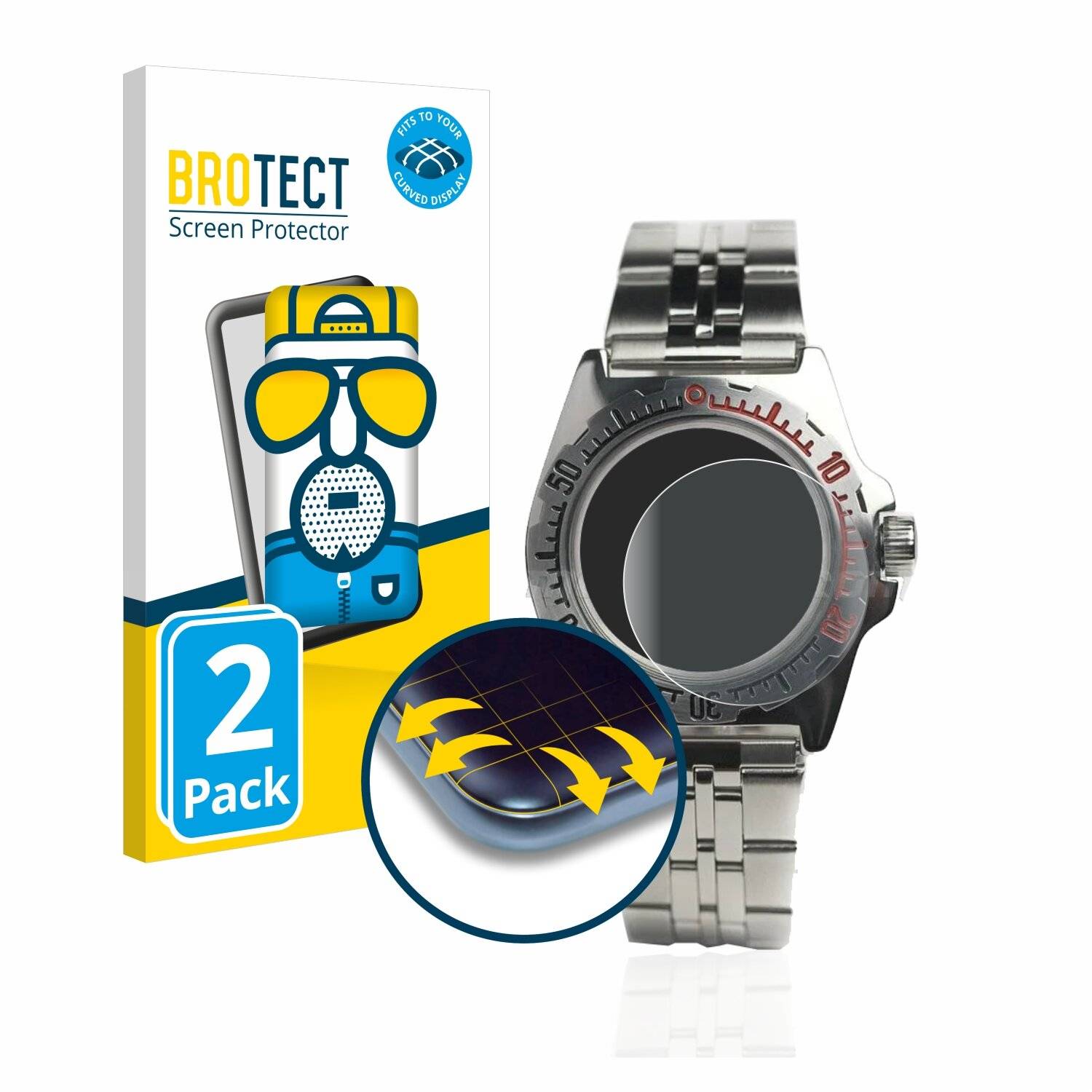2x BROTECT Flex Matte Full-Cover Displayschutzfolie für Vostok Amphibian Klassik