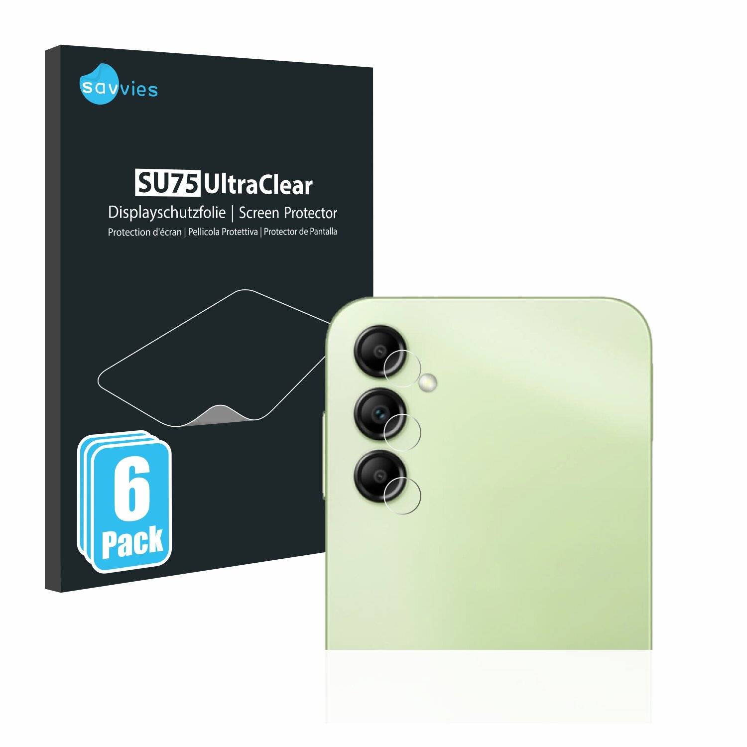 6x Savvies SU75 Displayschutzfolie für Samsung Galaxy A14 4G (NUR