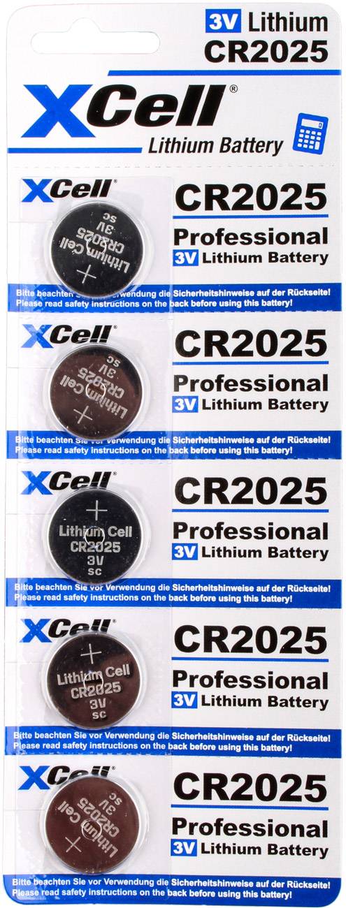 100x CR2025 Lithium-Knopfzelle 3V / 170mAh (20x 5er Pack)