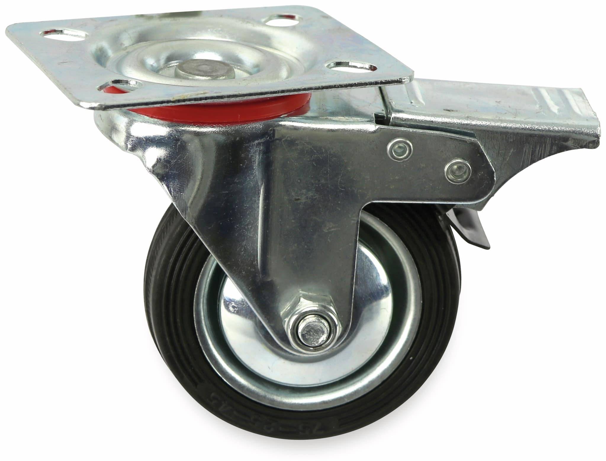 MASTERPROOF Lenkrolle Kugelgelagert 2075, Vollgummi, Ø 75 mm, gebremst