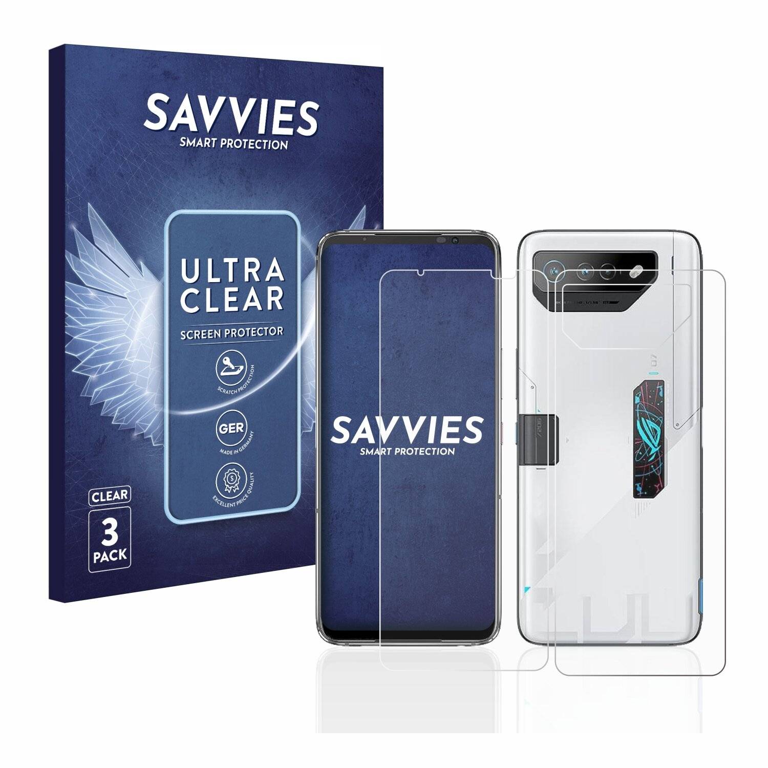 6x Savvies SU75 Displayschutzfolie für Asus ROG Phone 7