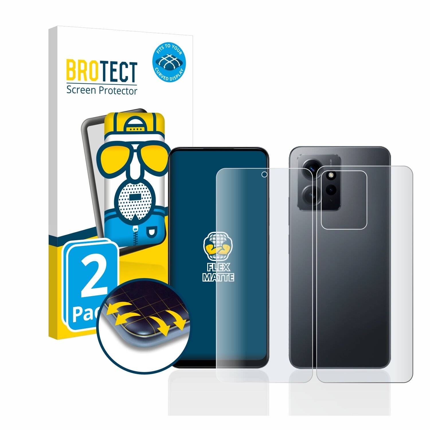 2x BROTECT Flex Matte Full-Cover Displayschutzfolie für Xiaomi Redmi Note 12 4G