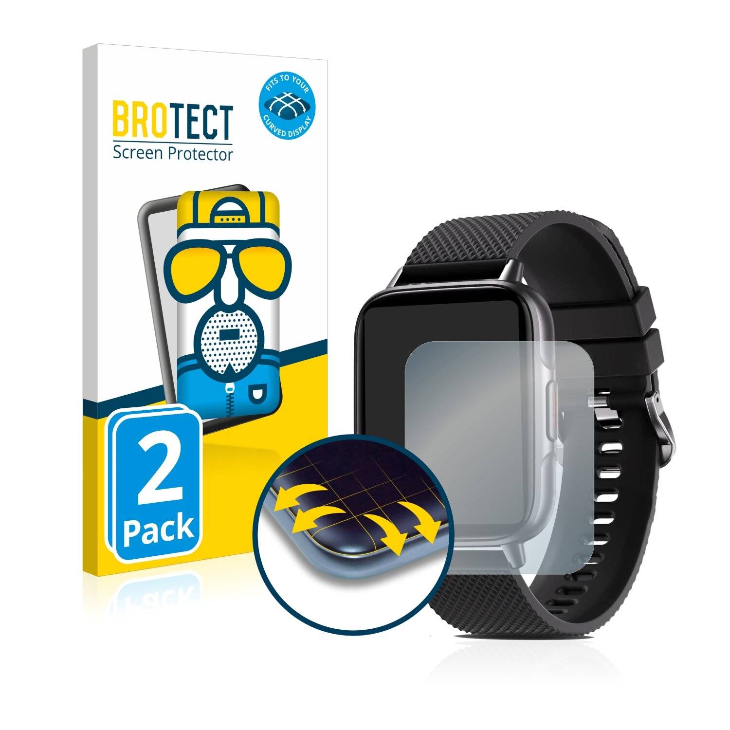 2x BROTECT Flex Matte Full-Cover Displayschutzfolie für Bozlun 1.7 Smartwatch