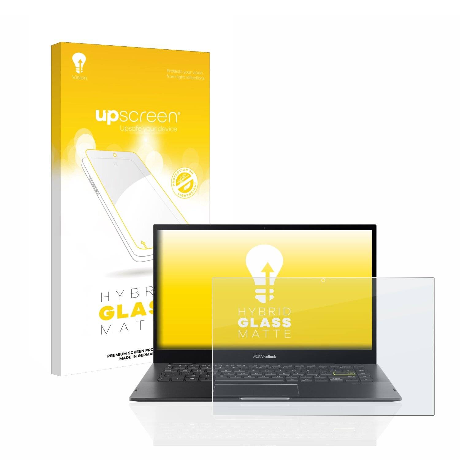 upscreen Hybrid Glass Matte Premium Schutzglas Folie für Asus VivoBook Flip 14 TP470