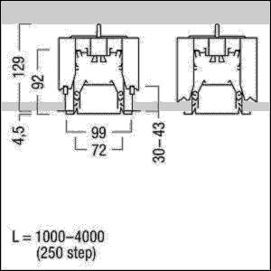 Technische Zeichnung von zwei mechanischen Komponenten mit Abmessungen: Höhe 129 mm, Breite 99 mm und 72 mm sowie Höhe ab Basis 92 mm.