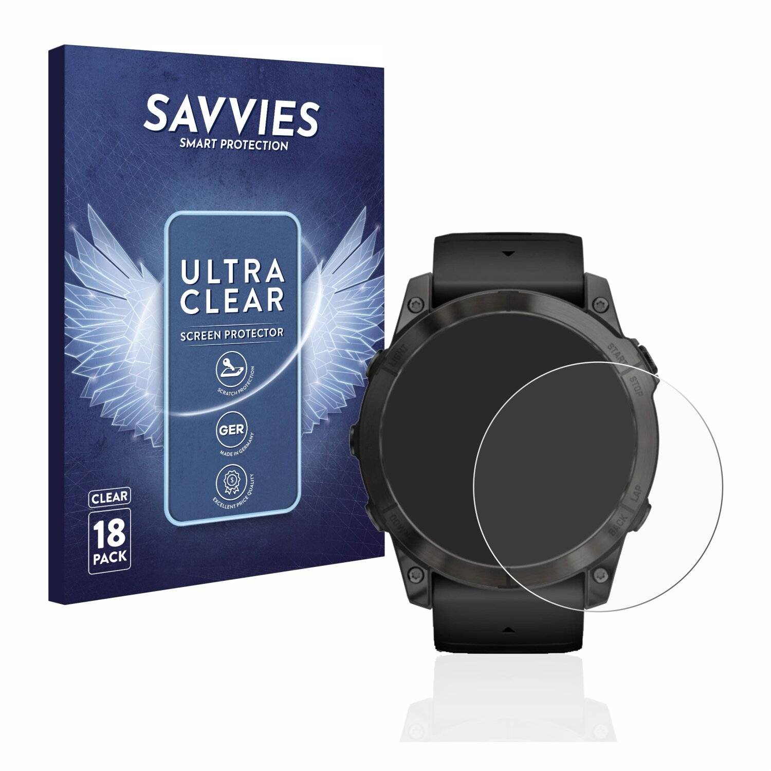 18x Savvies SU75 Displayschutzfolie für Garmin Fenix 7S Pro Solar (42