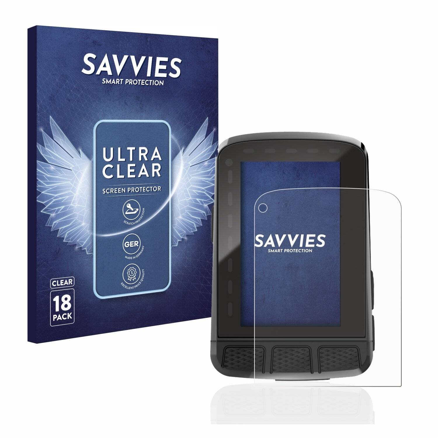 18x Savvies SU75 Displayschutzfolie für Wahoo Elemnt Roam