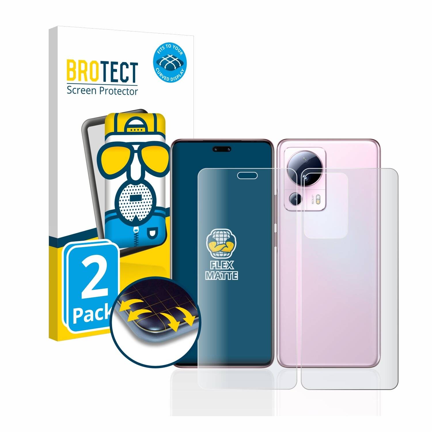 2x BROTECT Flex Matte Full-Cover Displayschutzfolie für Xiaomi 13 Lite