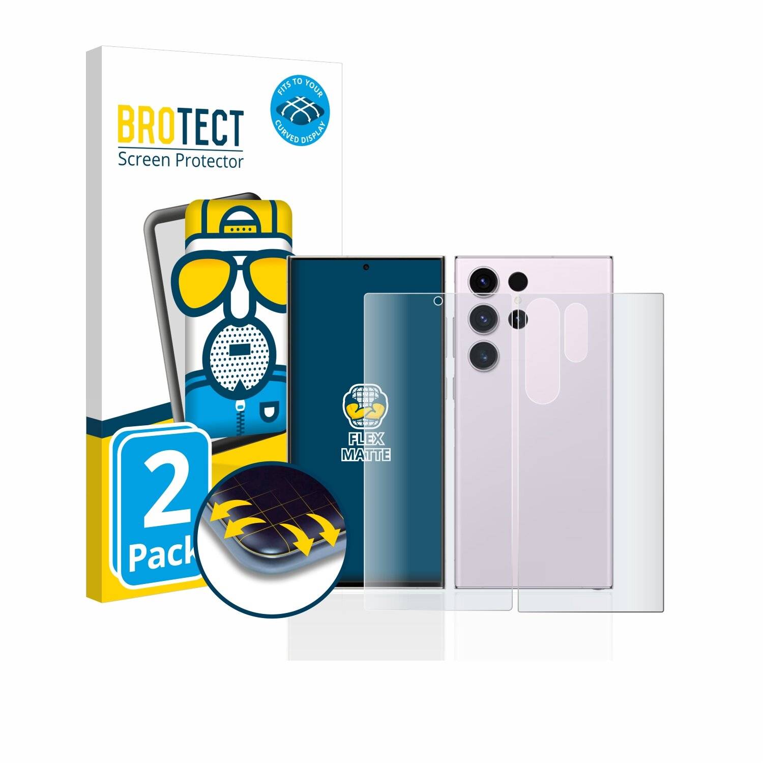 2x BROTECT Flex Matte Full-Cover Displayschutzfolie für Samsung Galaxy S23 Ultra