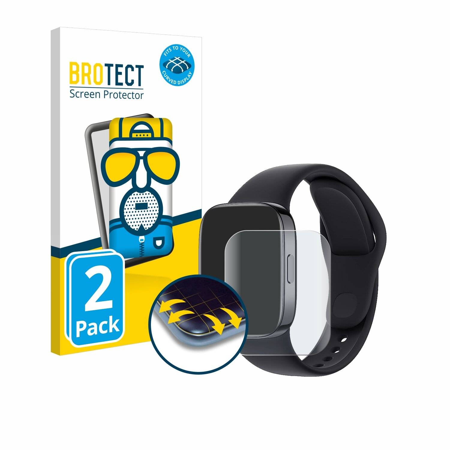 2x BROTECT Flex Matte Full-Cover Displayschutzfolie für Xiaomi Redmi Watch