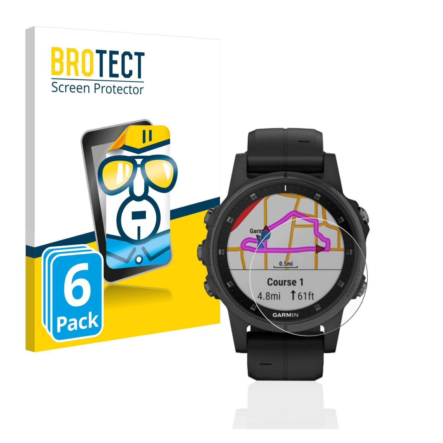 6x BROTECT HD-Clear Displayschutzfolie für Garmin Fenix 5S Plus (42