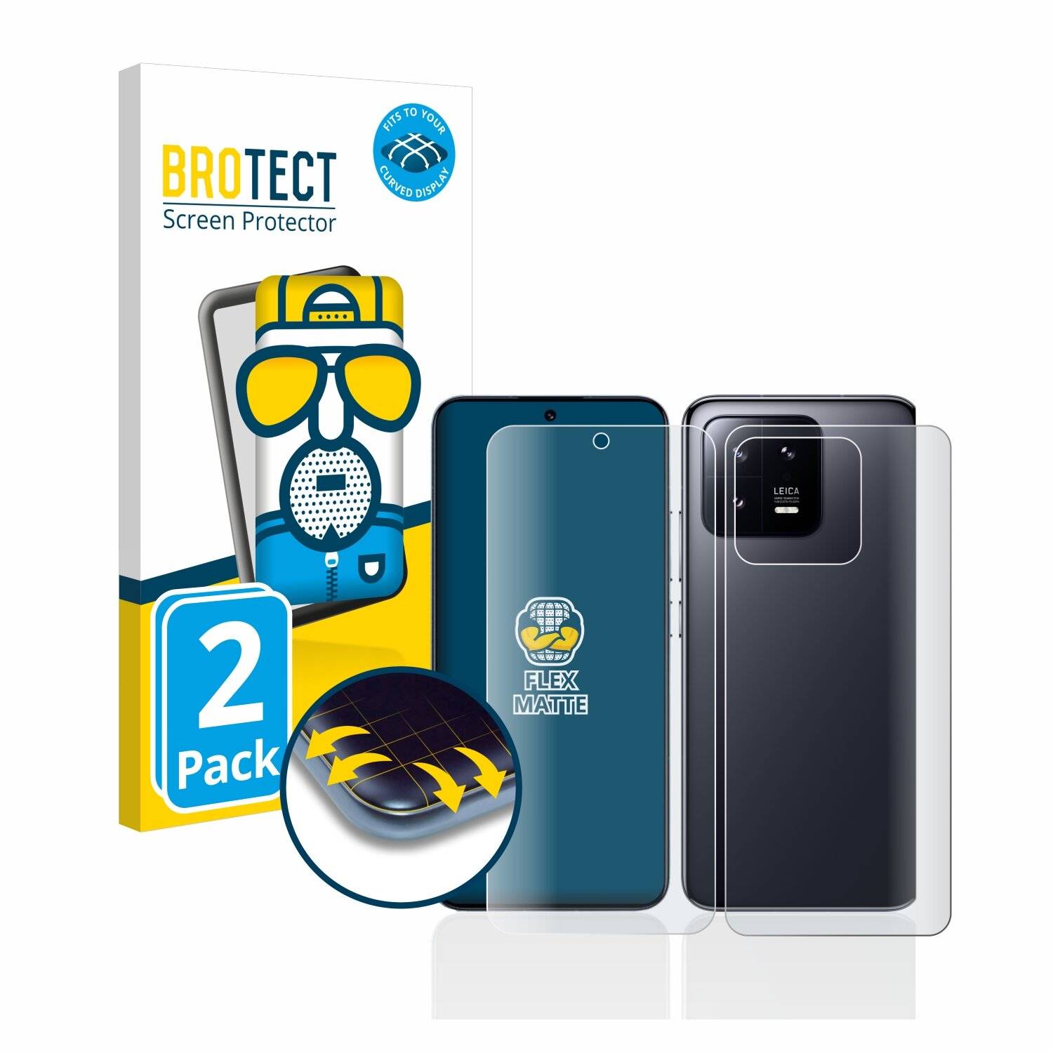 2x BROTECT Flex Matte Full-Cover Displayschutzfolie für Xiaomi 13