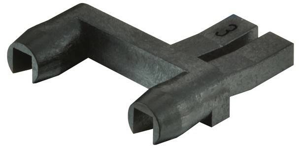 Ein Metallschlüssel mit kreuzförmigem Kopf und hohlem rechteckigem Schaft, der zum Öffnen von Versorgungsschränken oder ähnlichen Schlössern verwendet wird.