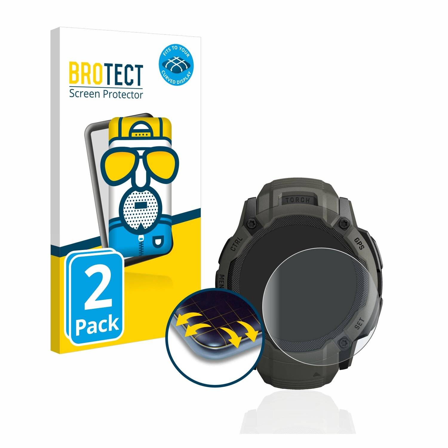 2x BROTECT Flex Matte Full-Cover Displayschutzfolie für Garmin Instinct 2X