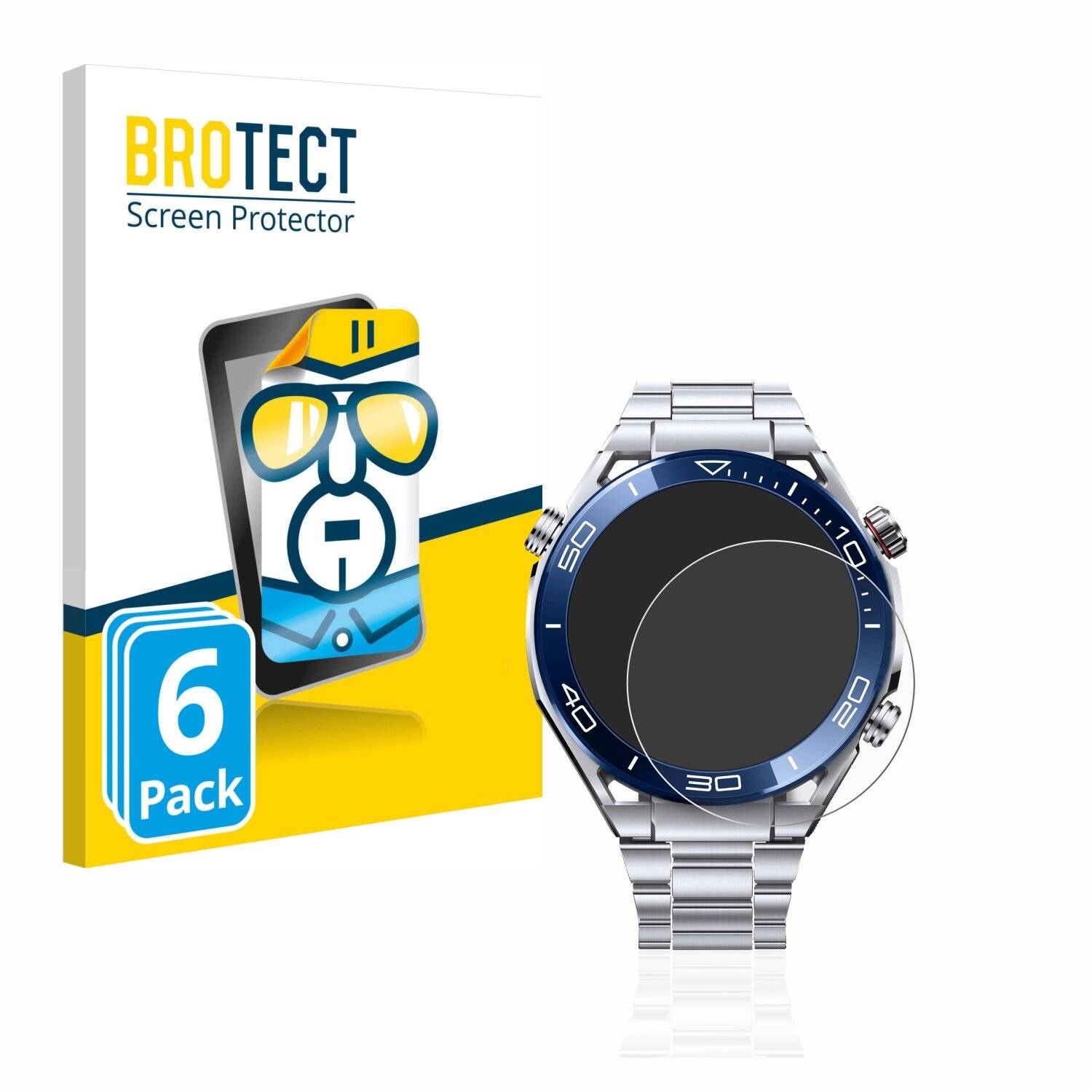6x BROTECT HD-Clear Displayschutzfolie für Huawei Watch Ultimate (48,5