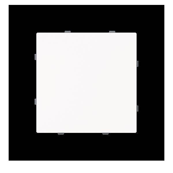 Ein schlichtes weißes Quadrat, zentriert auf einem schwarzen Hintergrund.