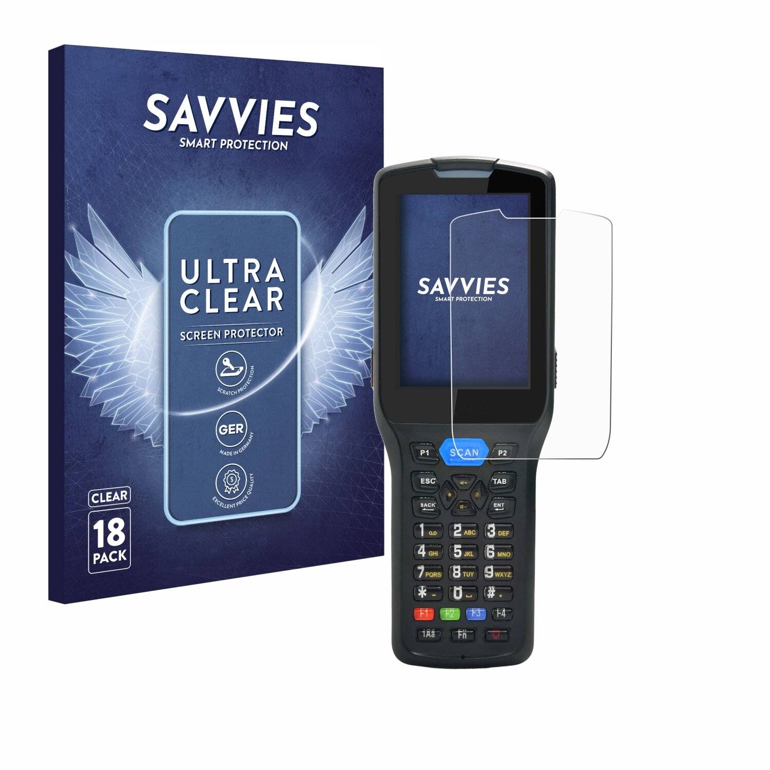18x Savvies SU75 Displayschutzfolie für Unitech