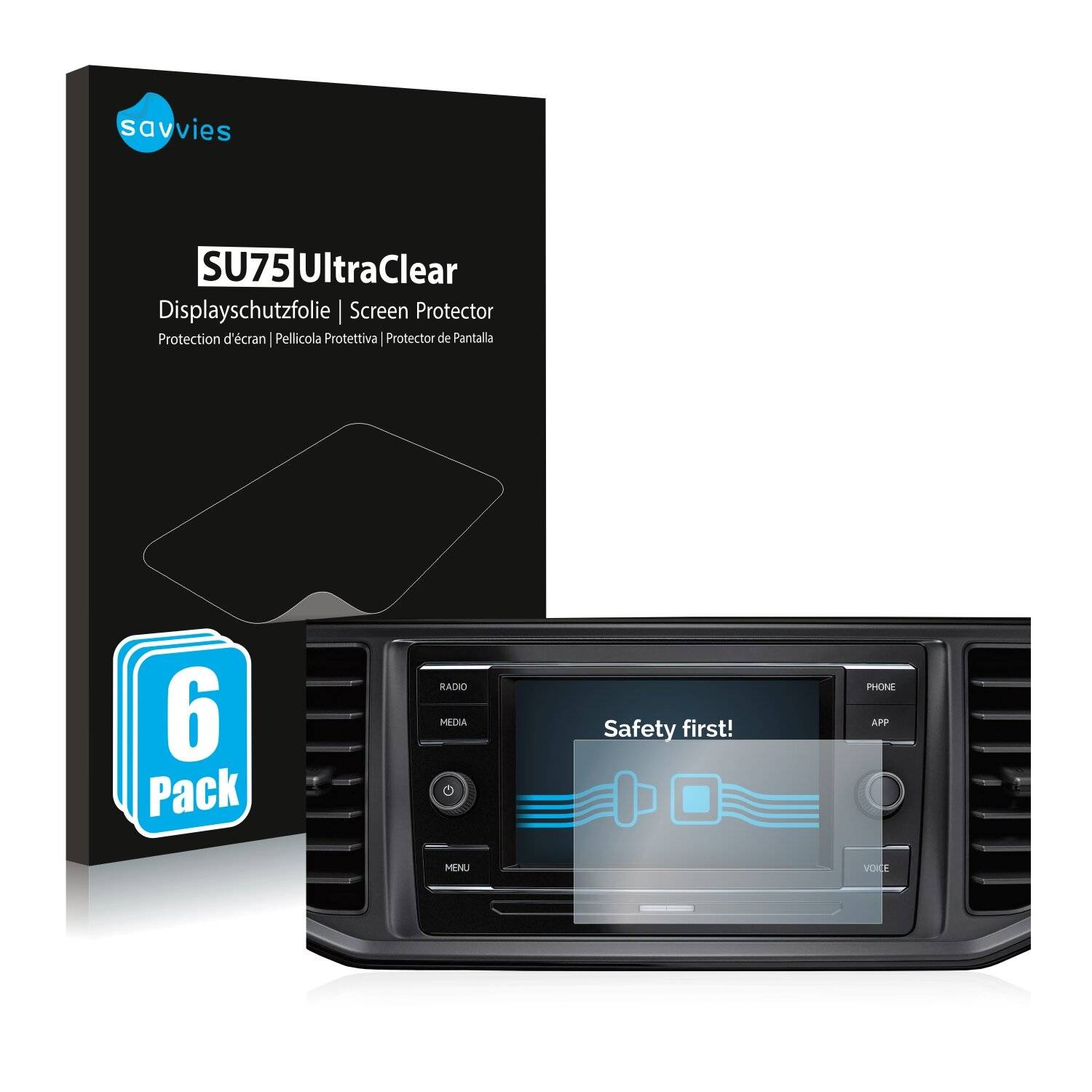 6x Savvies SU75 Displayschutzfolie für Volkswagen Crafter Composition Colour