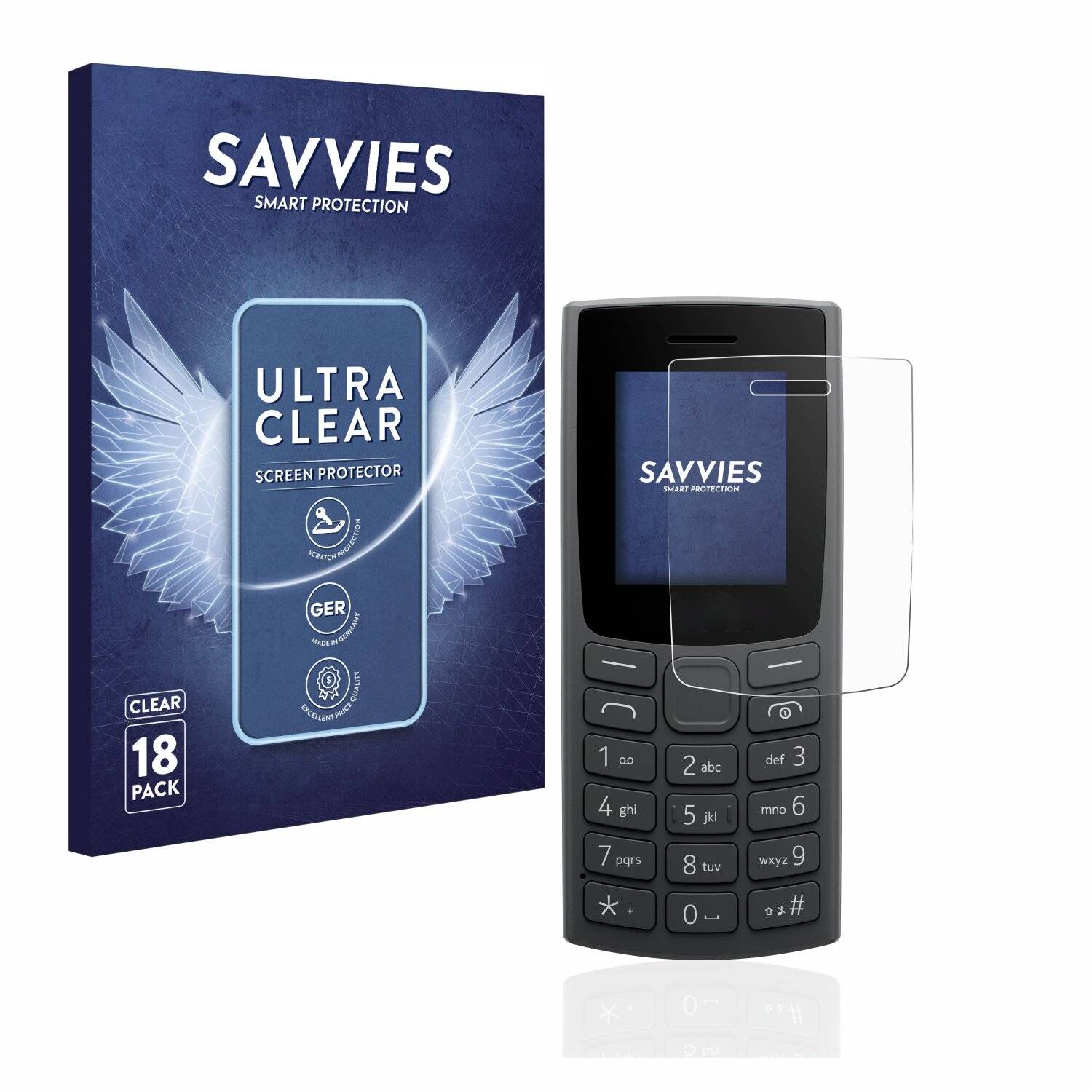 18x Savvies SU75 Displayschutzfolie für Nokia 105