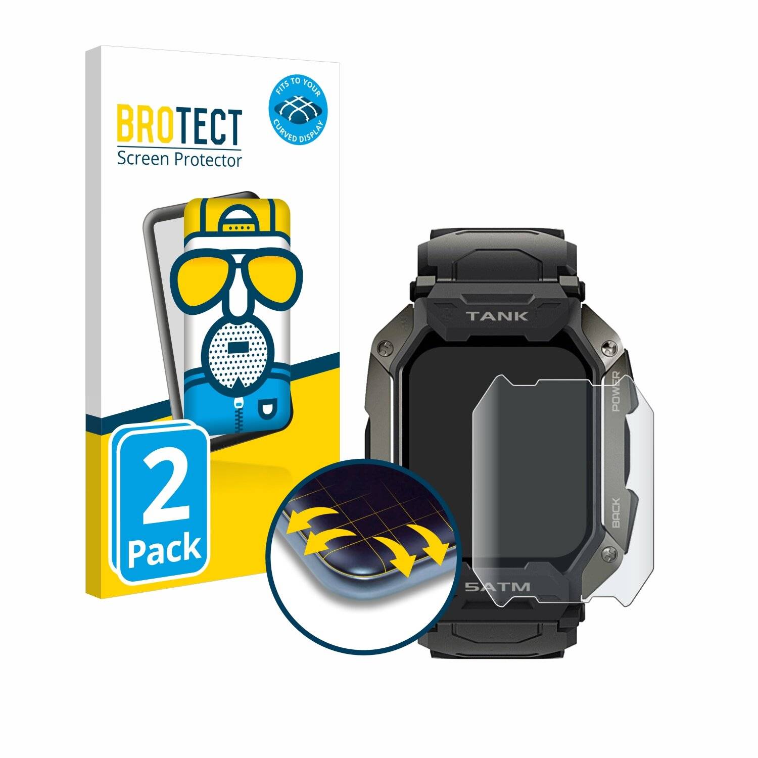 2x BROTECT Flex Matte Full-Cover Displayschutzfolie für Kospet Tank
