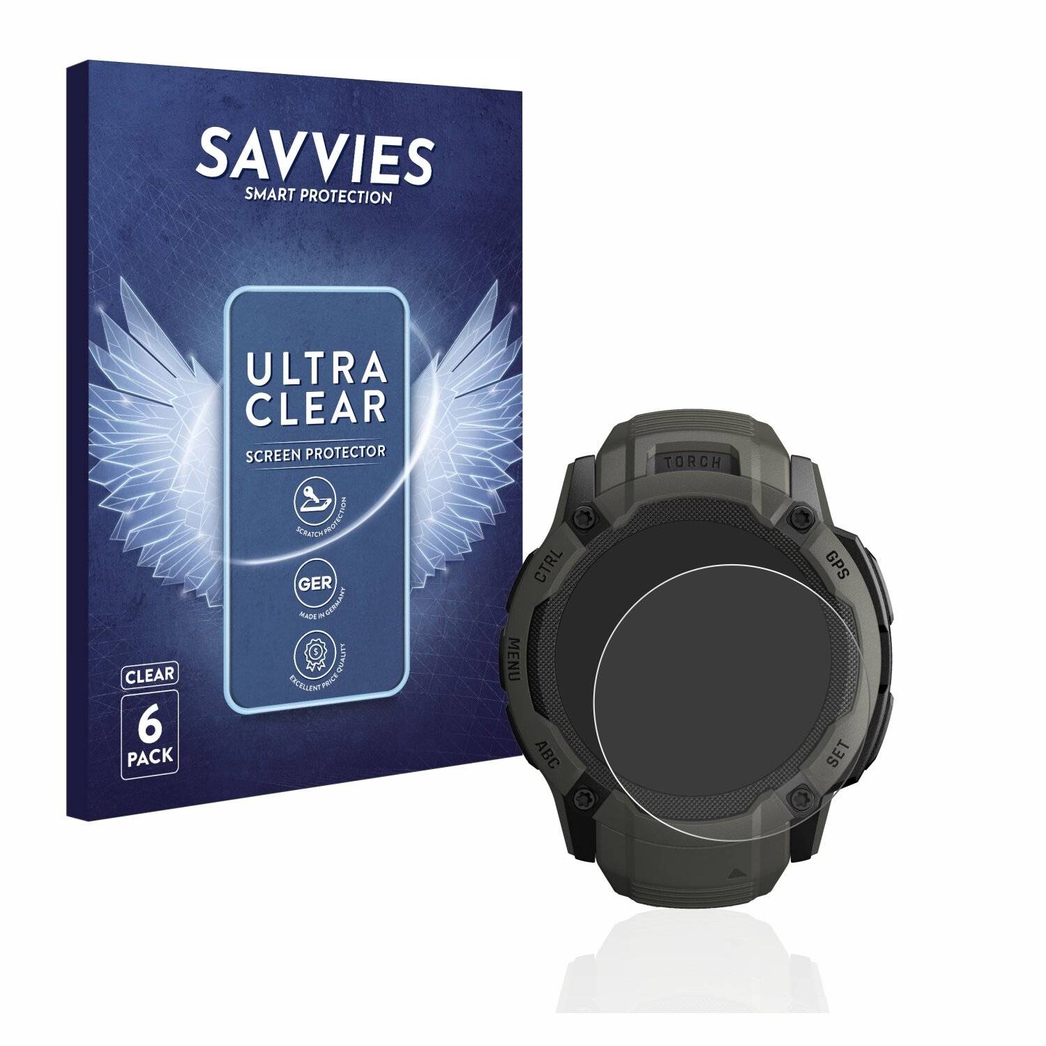6x Savvies SU75 Displayschutzfolie für Garmin Instinct 2X