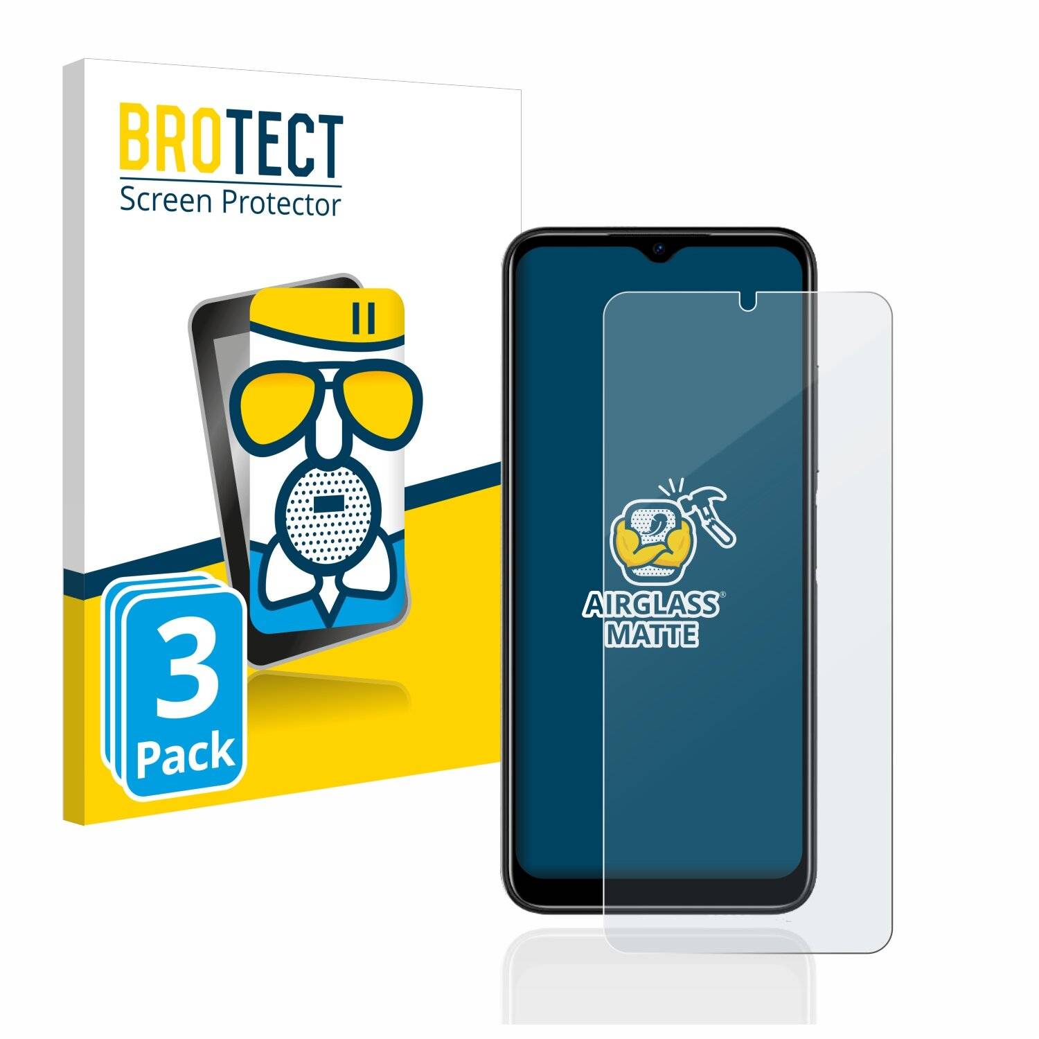 3x BROTECT AirGlass Matte Schutzglas Folie für Doogee