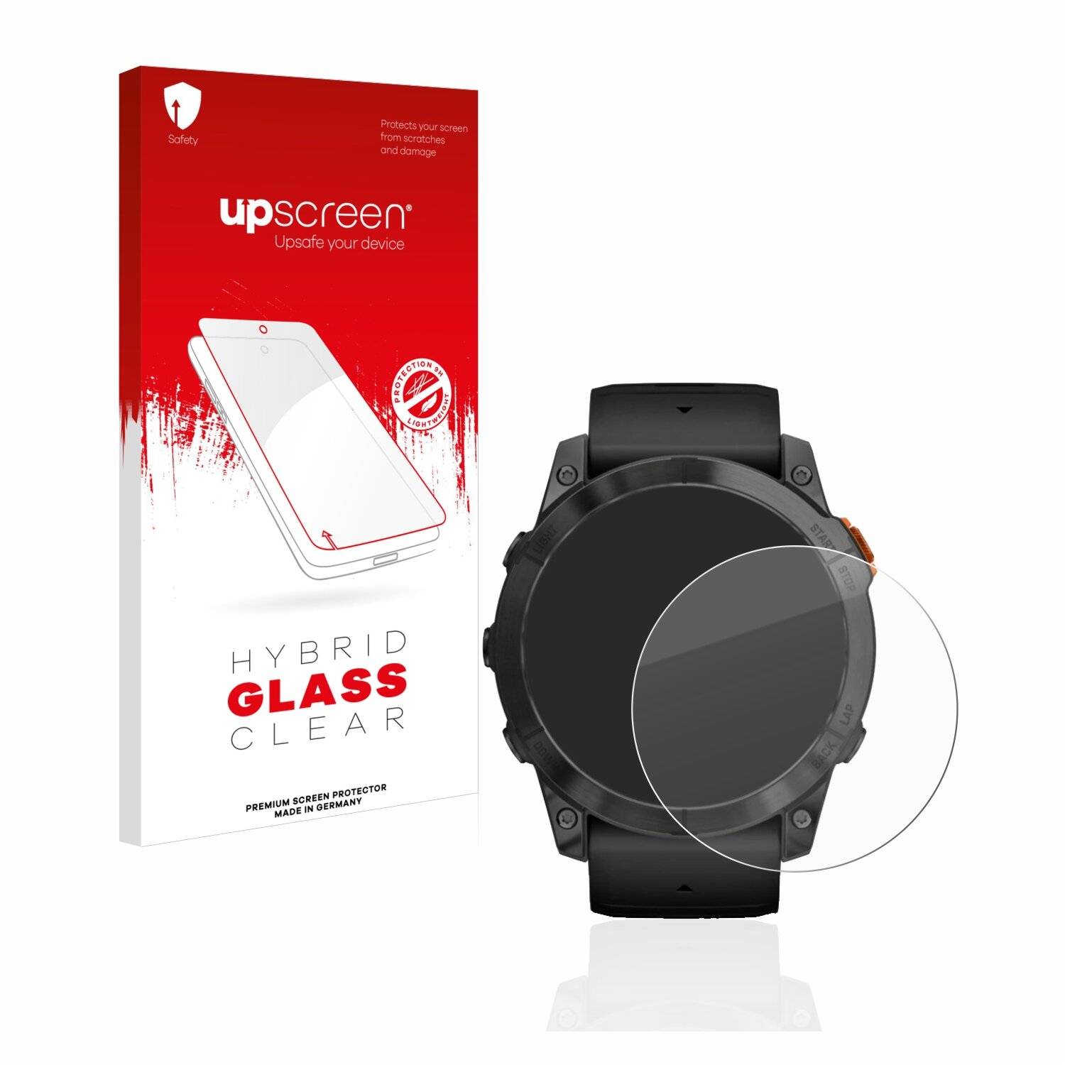 upscreen Hybrid Glass Clear Premium Schutzglas Folie für Garmin Fenix 7X Pro Solar (51