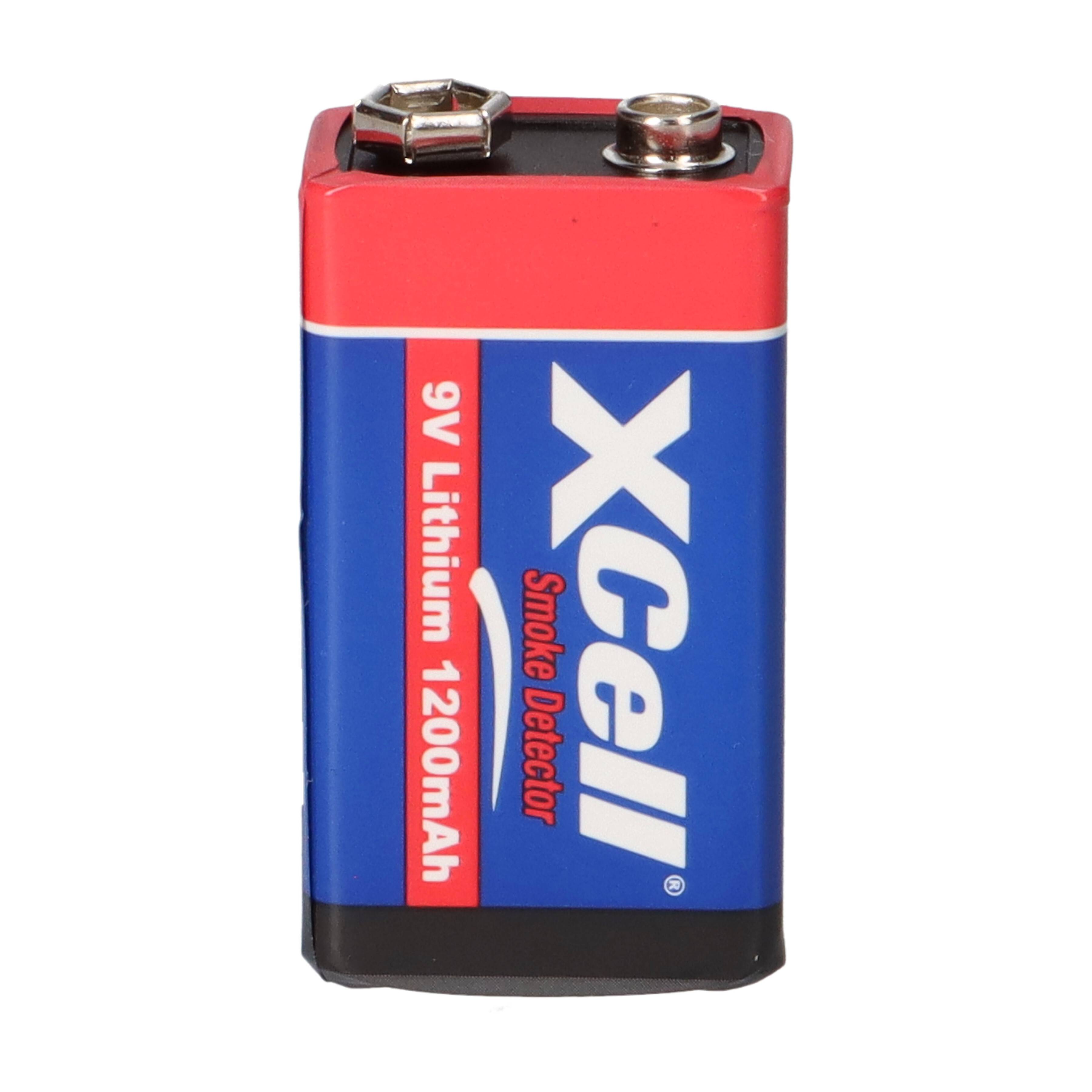 9V Xcell Lithium-Batterie mit der Aufschrift 
