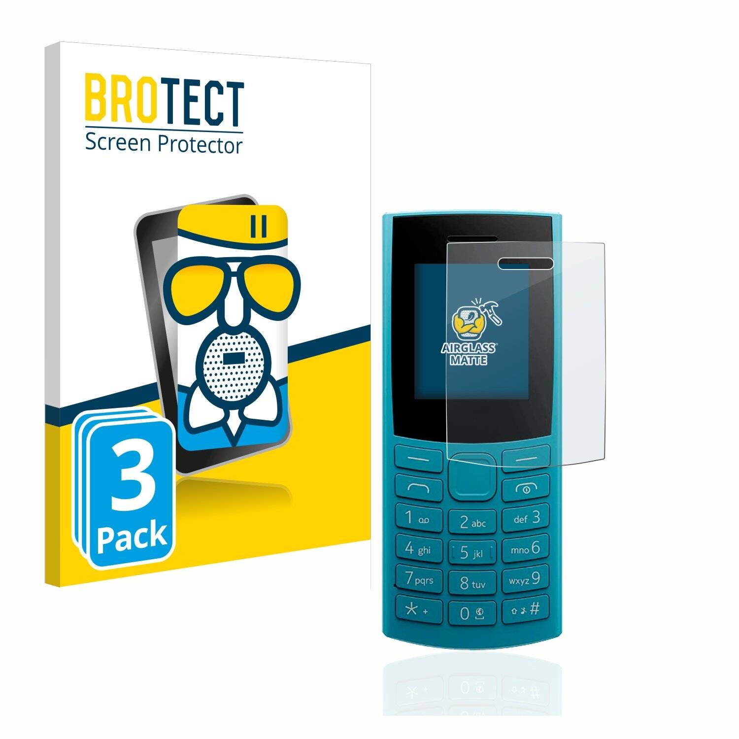 3x BROTECT AirGlass Matte Schutzglas Folie für Nokia 106 4G