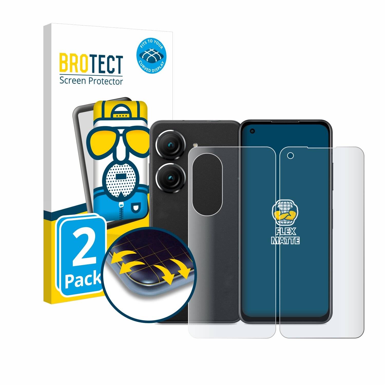 2x BROTECT Flex Matte Full-Cover Displayschutzfolie für Asus ZenFone 10