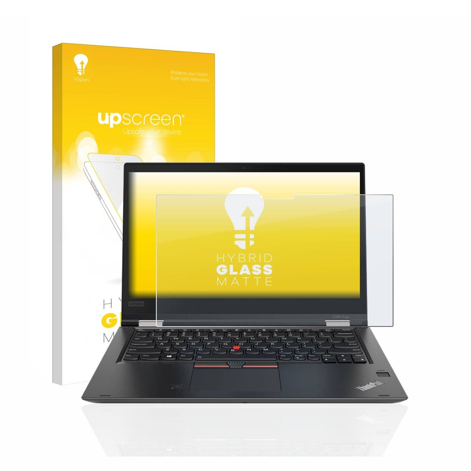 upscreen Hybrid Glass Matte Premium Schutzglas Folie für Lenovo ThinkPad Yoga X380