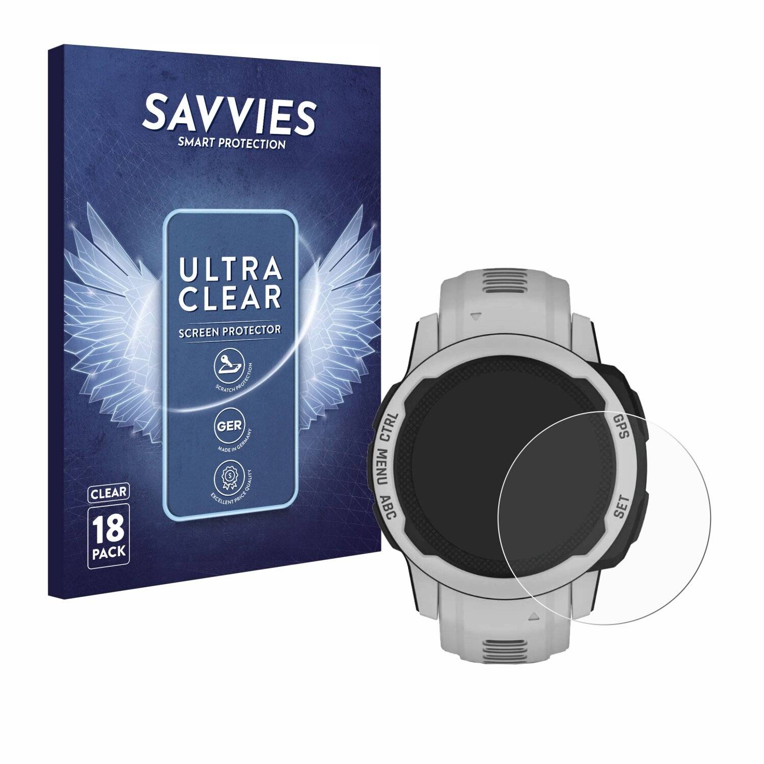 18x Savvies SU75 Displayschutzfolie für Garmin Instinct 2S Solar (40