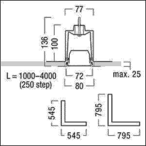 Zumtobel Group Eck-Kanal f.LED-Lichtlinie SLN2-C CL MRC L545WH