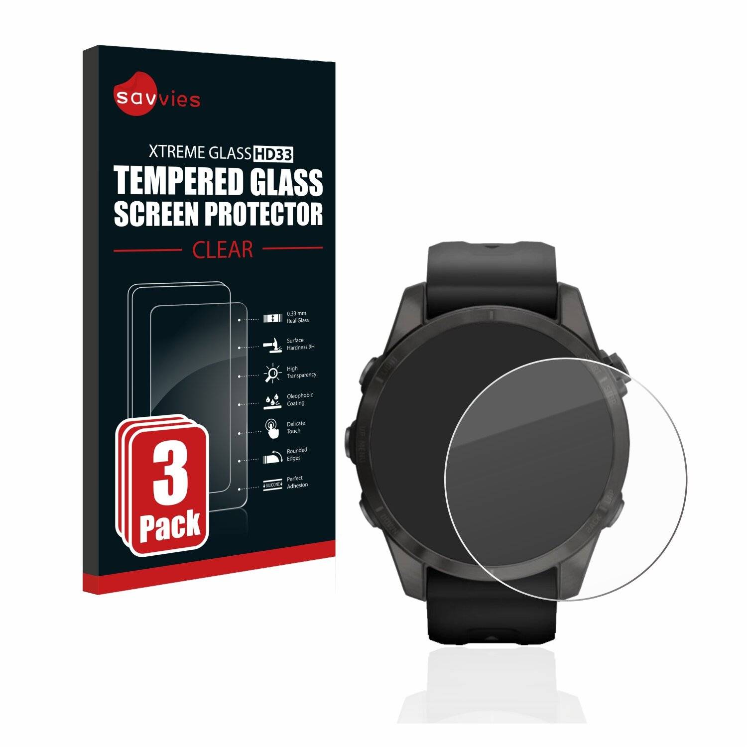 3x Savvies HD33 Clear Schutzglas für Garmin Epix Pro (Gen 2) (42
