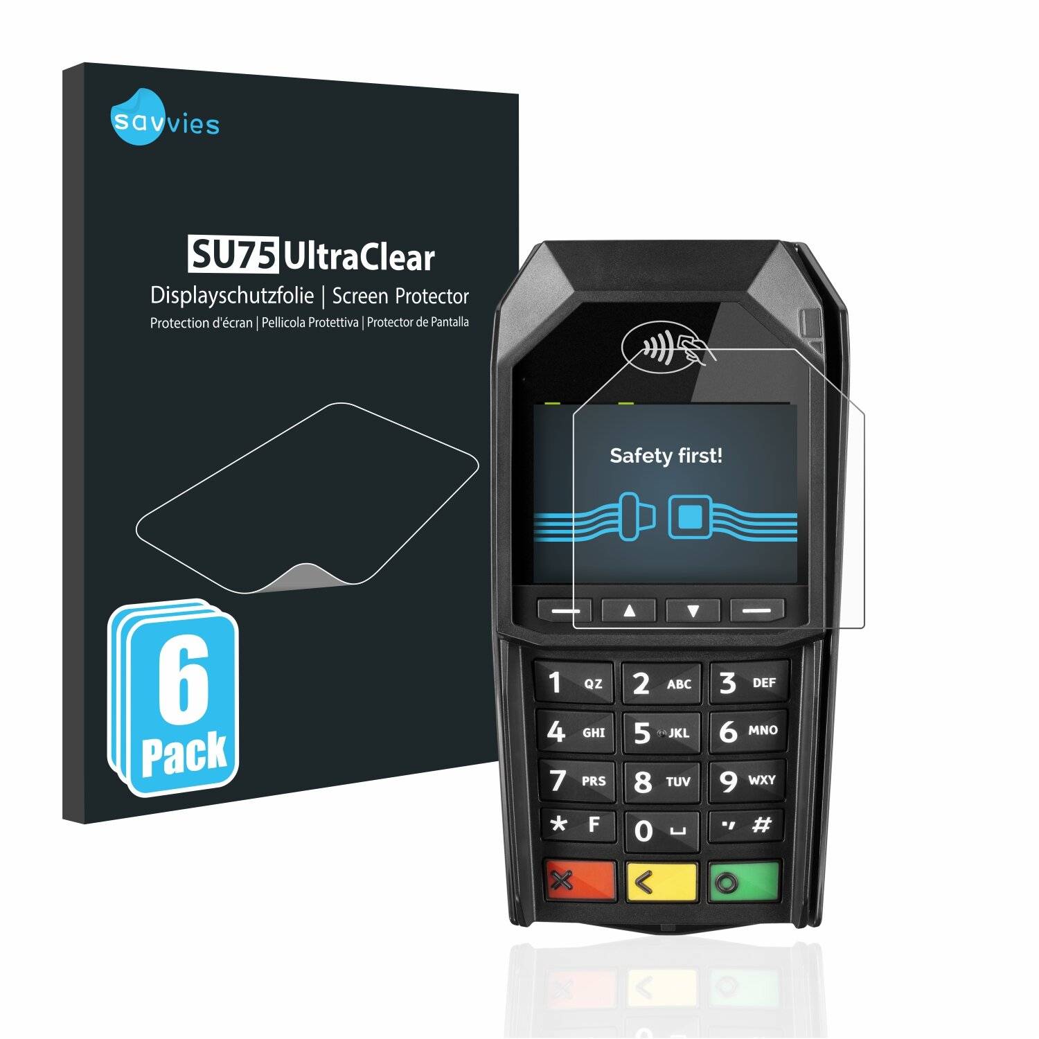6x Savvies SU75 Displayschutzfolie für ingenico